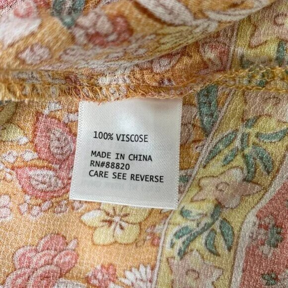 Cynthia Rowley Floral Tunic Mini Dress Flowy Boho 3/4 Sleeves Size M - Picture 7 of 9